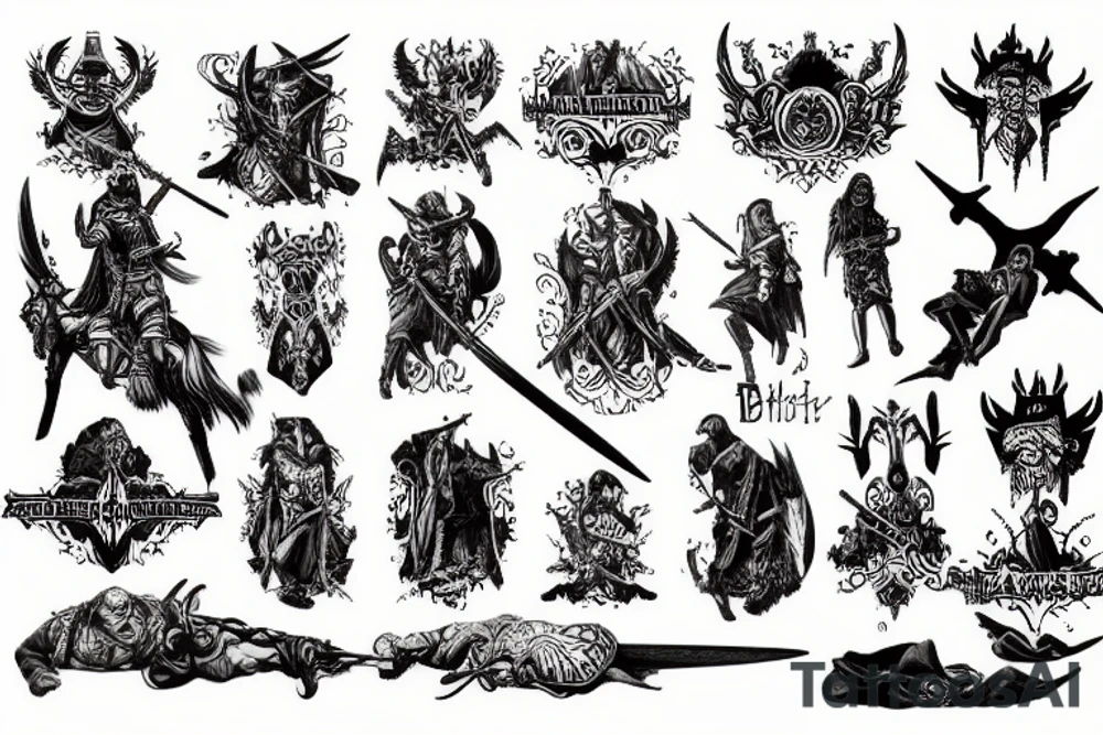 badass warrior scene tattoo idea
