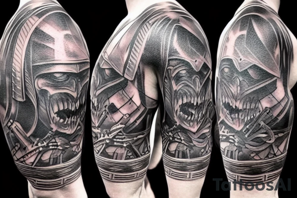 badass warrior scene tattoo idea
