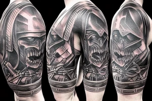 badass warrior scene tattoo idea