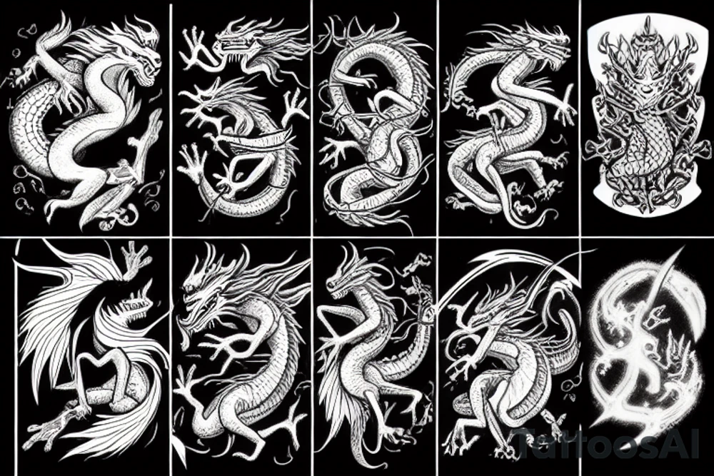 dragon breathing lightning tattoo idea