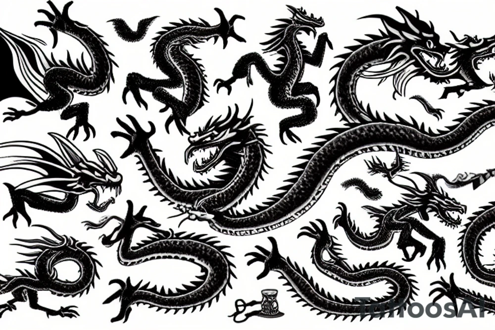 dragon breathing lightning tattoo idea