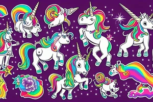 Mark Copy (the robot) next to a unicorn partying like crazy tattoo idea
