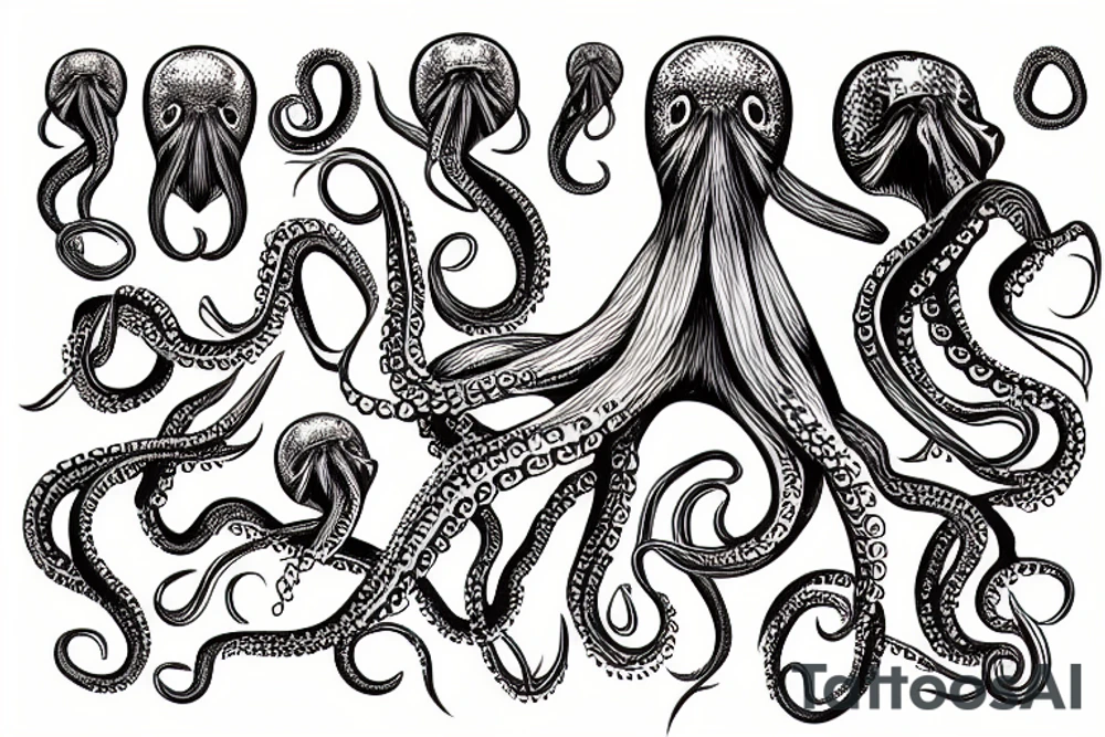 An octopus with the head of an eagle tattoo idea