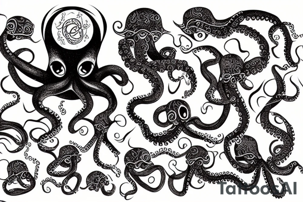 An octopus with an eagle head tattoo idea