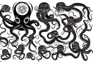 An octopus with an eagle head tattoo idea
