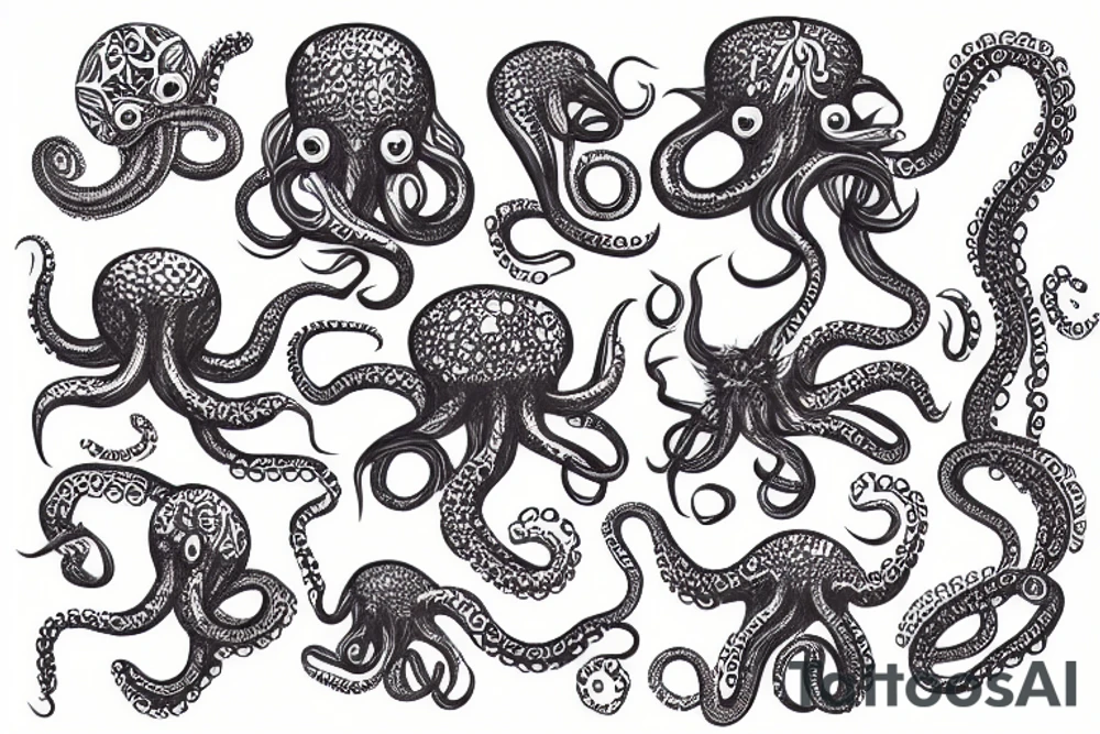 An octopus with an eagle head tattoo idea