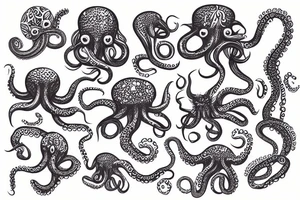 An octopus with an eagle head tattoo idea