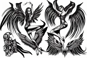 woman
 one demonic wing and one angelic wing tattoo idea