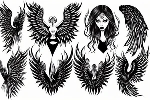 woman
 one demonic wing and one angelic wing tattoo idea
