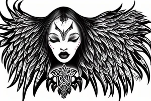 ebony woman
 one demonic wing and one angelic wing tattoo idea