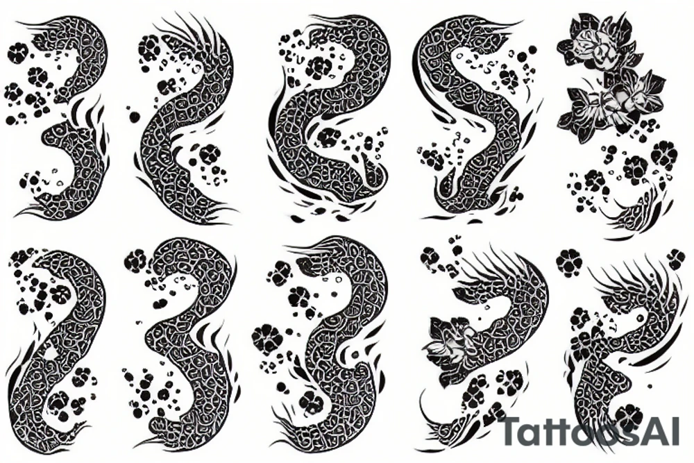 kois ocean cherry blossom tattoo idea