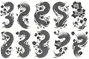kois ocean cherry blossom tattoo idea