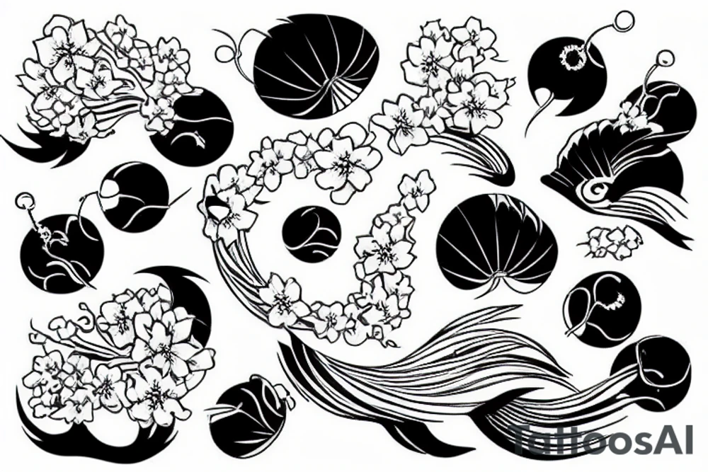 kois ocean cherry blossom tattoo idea