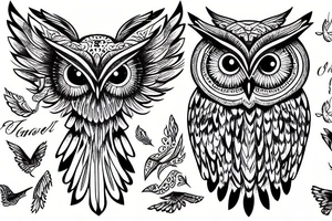 Owl flying in the night sky tattoo idea