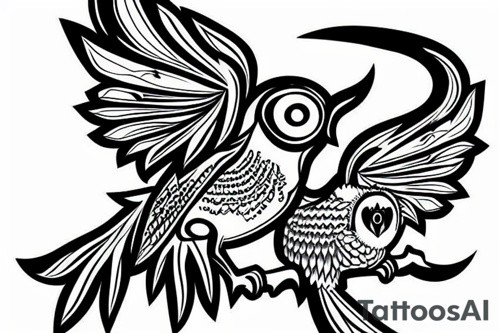Real owl flys at niggt tattoo idea