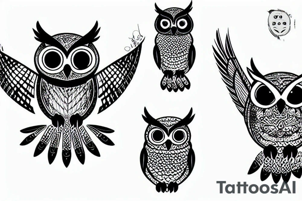Real owl flys at niggt tattoo idea