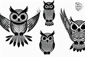 Real owl flys at niggt tattoo idea
