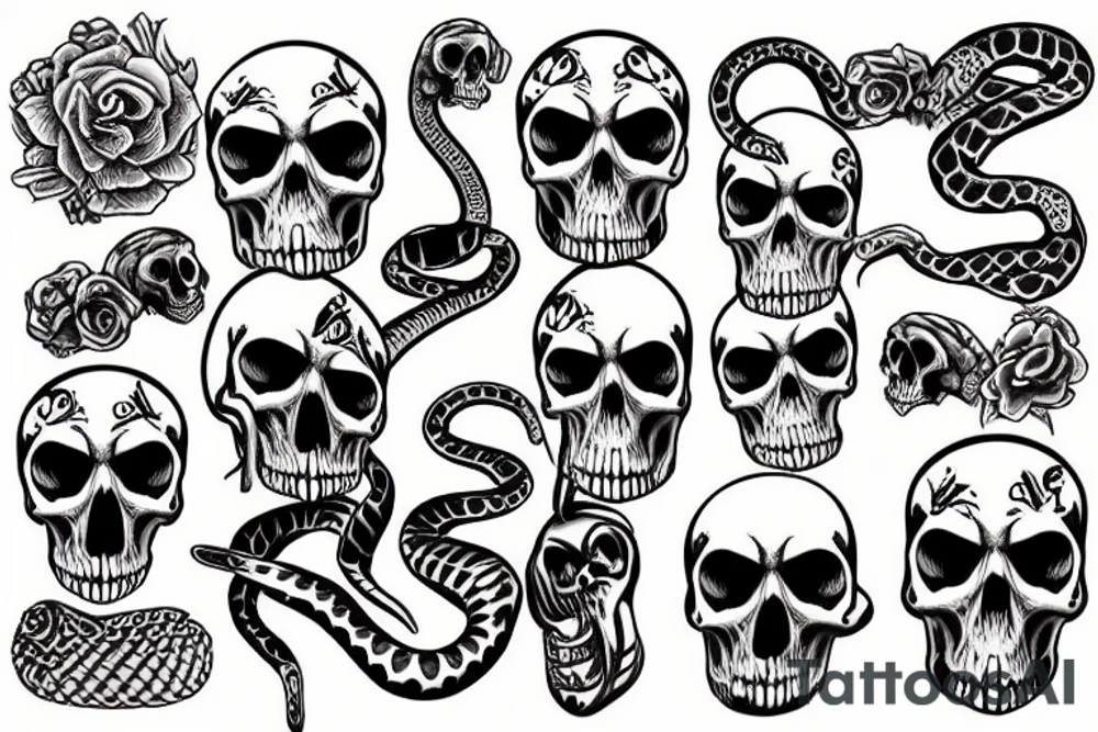 Snake and skull tattoo idea