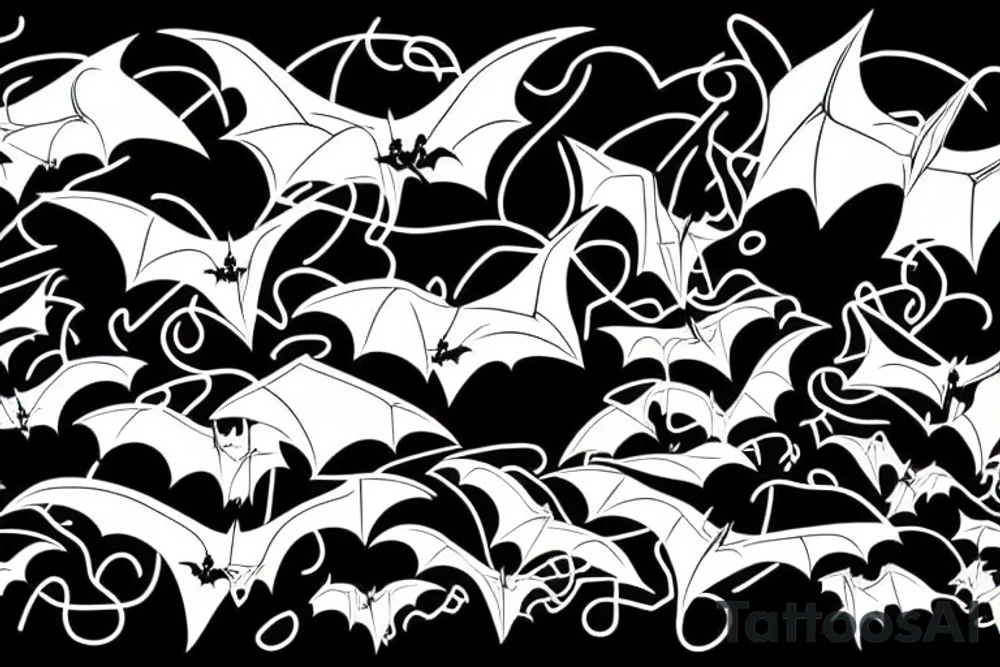 bats flying up tattoo idea