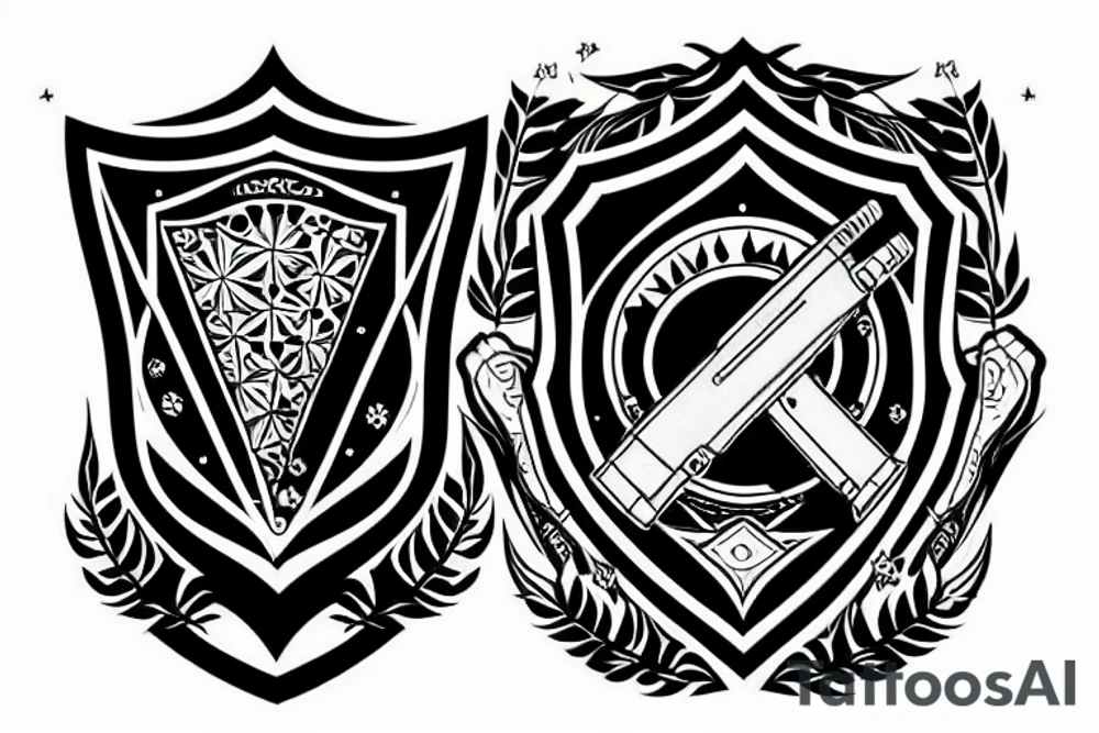 Shield made from a vinyl record tattoo idea
