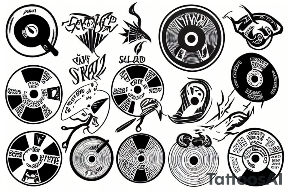 Vinyl record shield tattoo idea