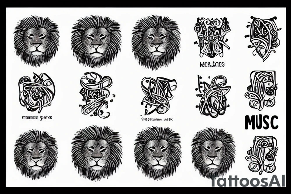 Music notes and lion tattoo idea
