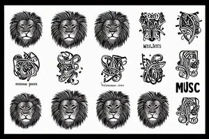 Music notes and lion tattoo idea