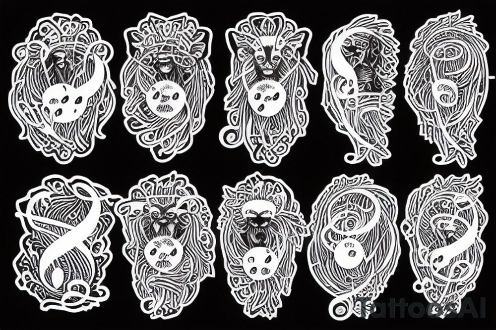 Music notes and lion tattoo idea