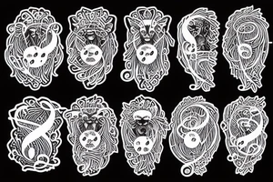 Music notes and lion tattoo idea