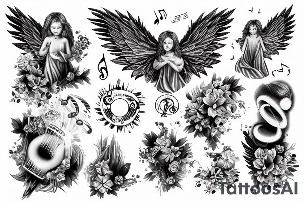 Angel, music tattoo idea
