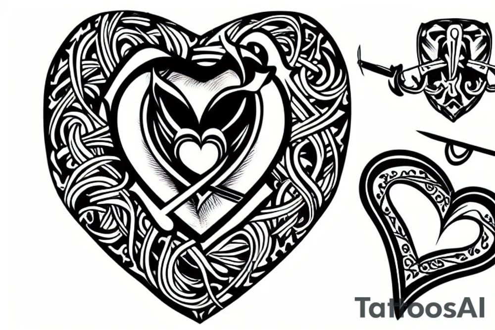 Heart with sword tattoo idea