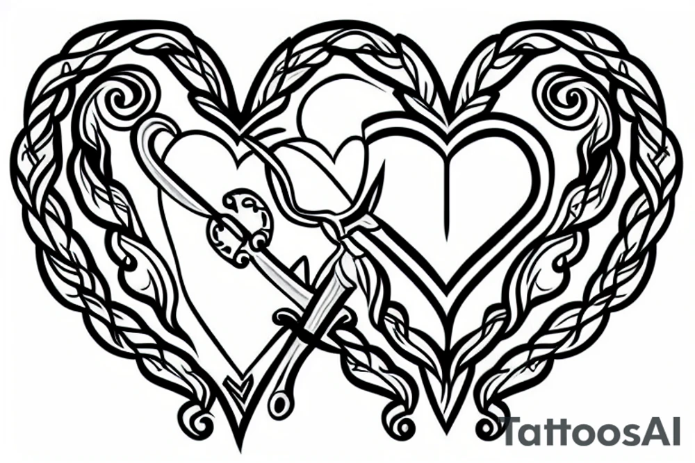Heart with sword tattoo idea