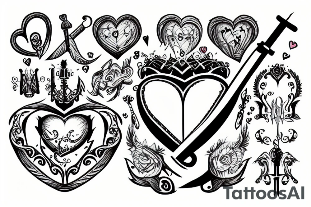 Heart with sword tattoo idea