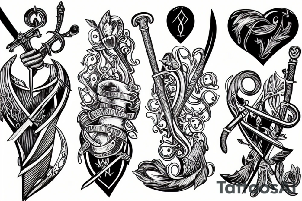 Heart with sword tattoo idea