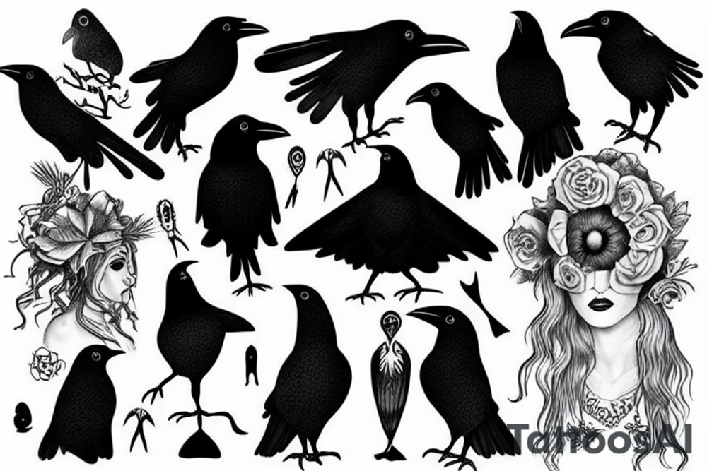 raven crow tattoo idea