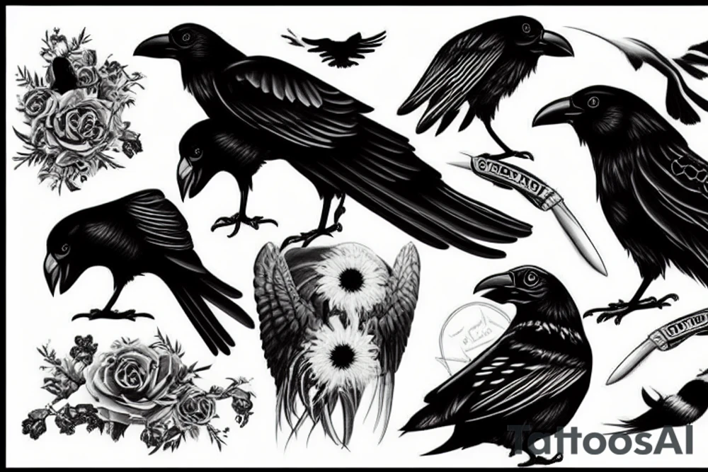 intense crow raven movie lover tattoo idea