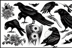 intense crow raven movie lover tattoo idea