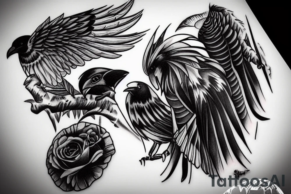intense crow raven movie lover tattoo idea