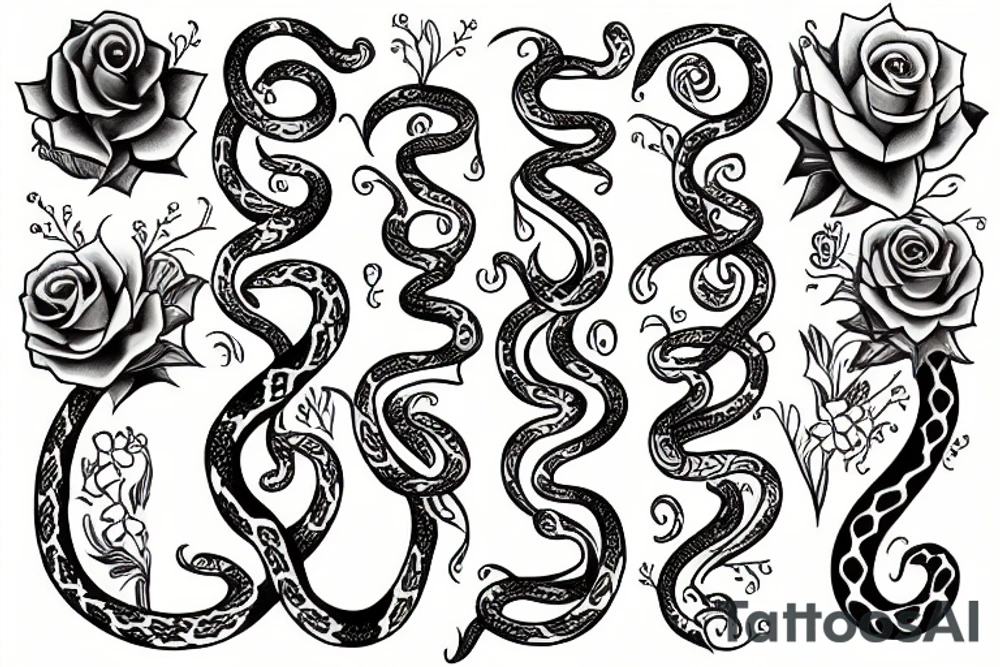 flowers and snakes tattoo idea