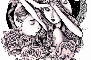 fairies and moon with a mystic halo tattoo idea