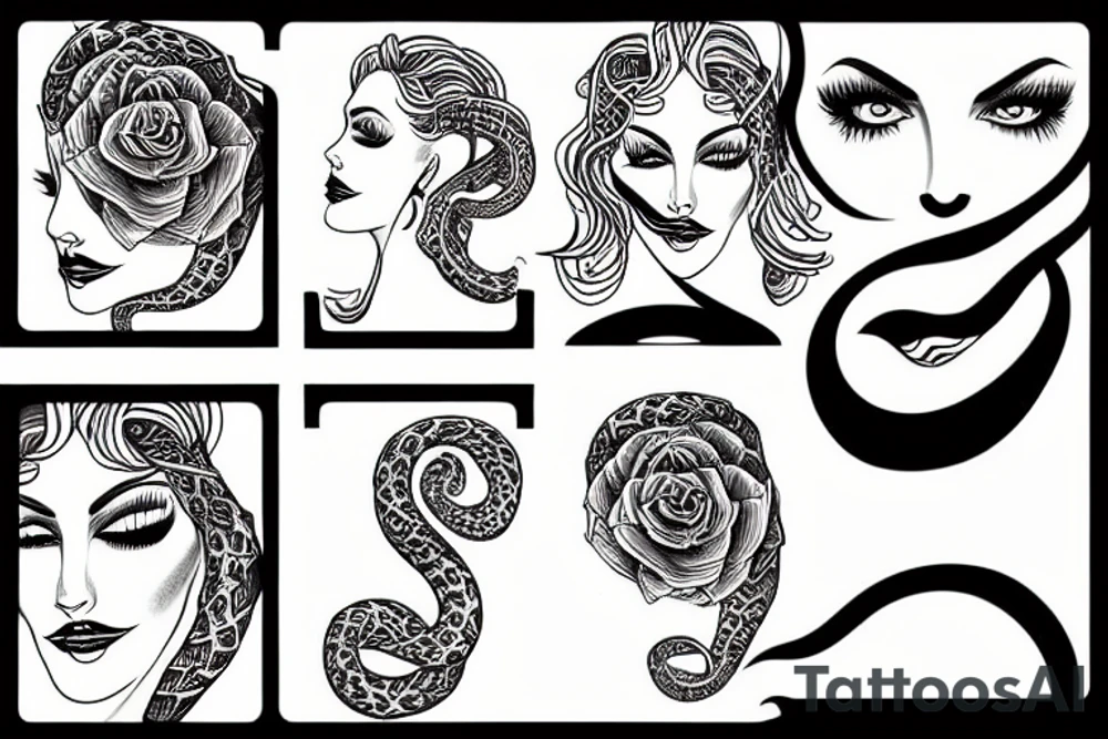 woman portrait with snake tattoo idea