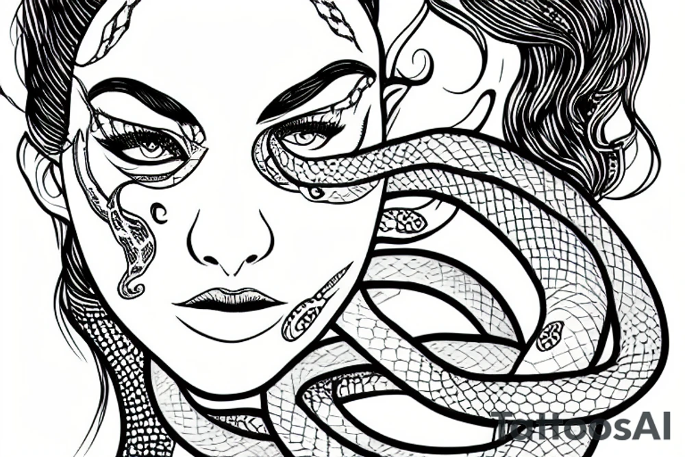 woman portrait with snake tattoo idea