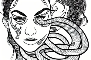 woman portrait with snake tattoo idea