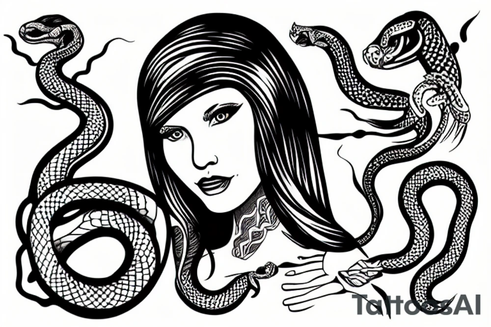 woman portrait with snake tattoo idea