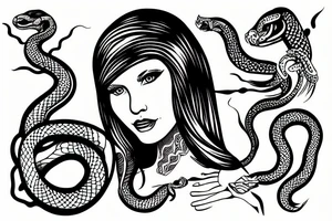 woman portrait with snake tattoo idea