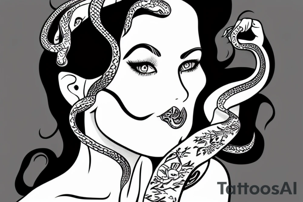 woman portrait with snake tattoo idea