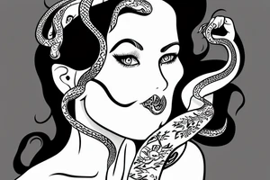 woman portrait with snake tattoo idea