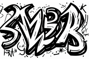 the letters A, N, Y in spray, graffiti, tag font tattoo idea