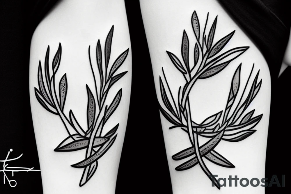 Olive branch with ripe olive tattoo idea