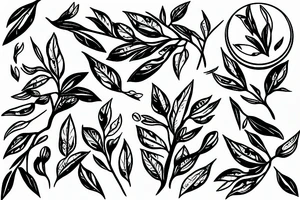 ripe olive with Olive branch around turkish glass of tea tattoo idea